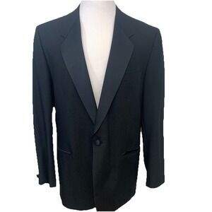 Dimitri Black Tuxedo Jacket Peak Lapel One Button Blazer 44L Made USA Formal